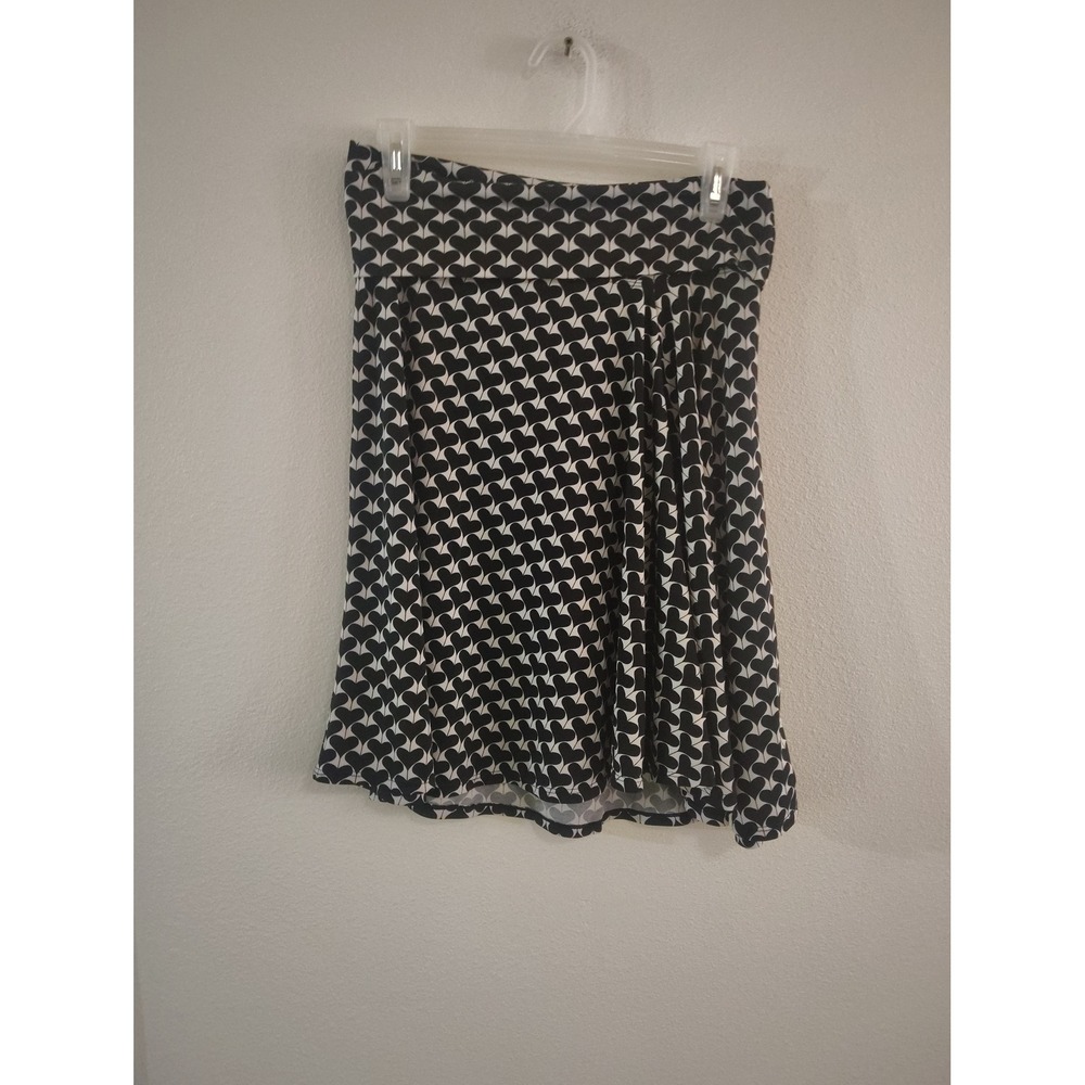 Max Studio Womens Black White Heart Print A-Line Skirt Size S 1701W14C‎